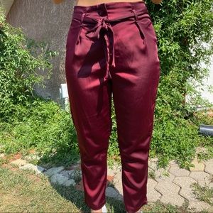 Satin paper bag pants